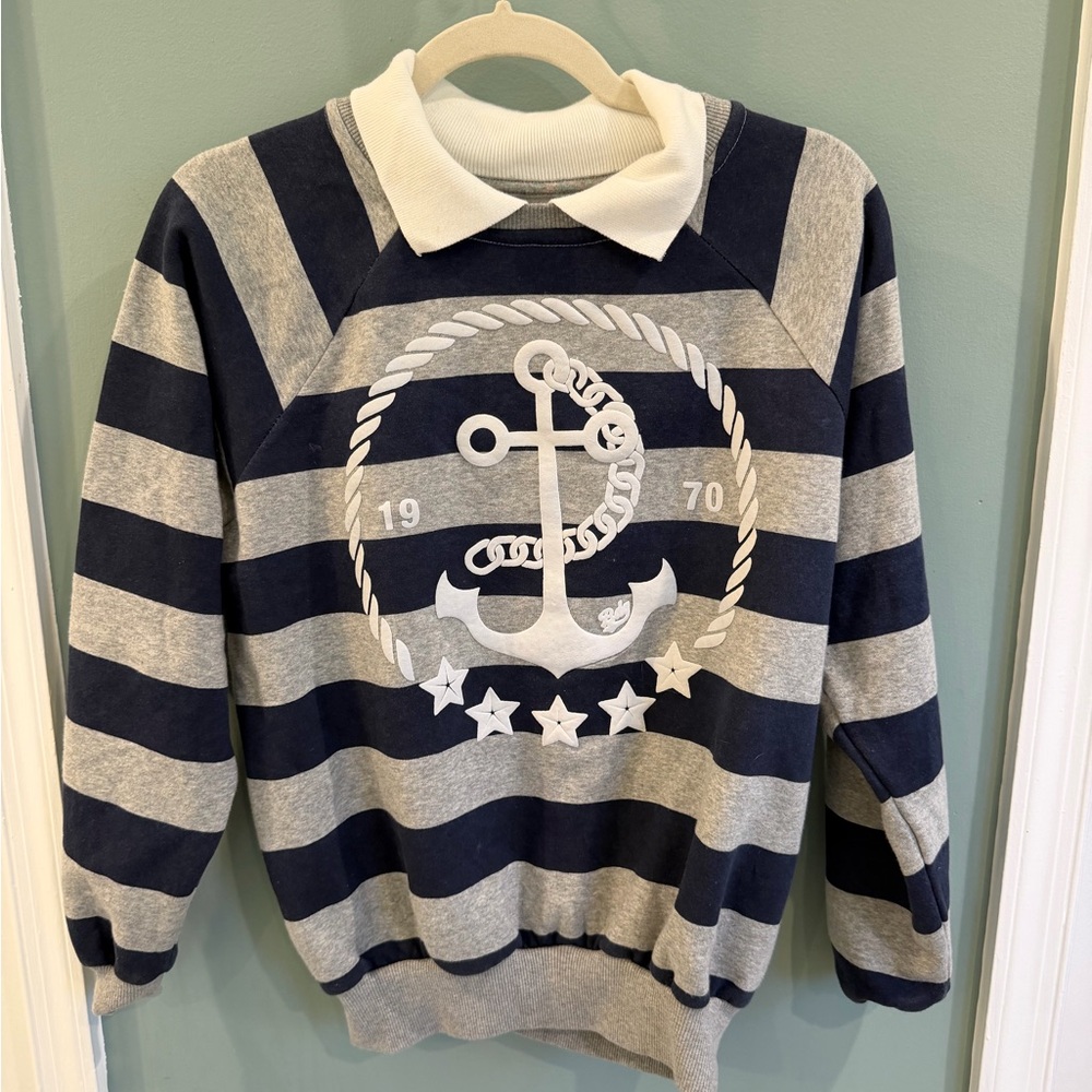BDG Navy and Gray Striped Crewneck Sweatshirt